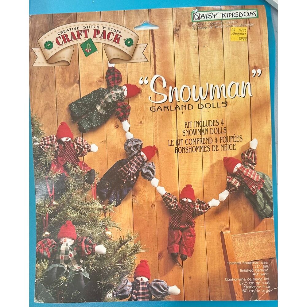 Daisy Kingdom Snowman Garland Dolls Craft Kit #32127 Vintage Christmas